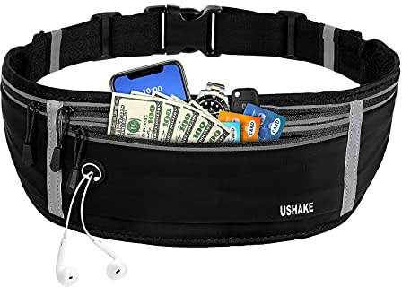USHAKE Schlanker Laufgürtel für Männer und Frauen, Laufgürtel für Apple iPhone, Laufgürtel für Laufen, Wandern, Radfahren, Camping, Fitnessstudio
