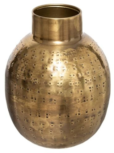 Atmosphera - Vase Oasis - gehämmertes Metall - goldfarben H. 15 cm - Model 2