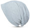 thb Richter Mütze Zweilagig Slouch Beanie Jersey Longbeanie Cap mit Streifen Weich Leicht gestreift Stretch für Damen/Herren/Junge/Mädchen (Uni-Silbergrau)