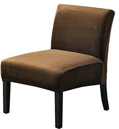 CHNSHOME Sesselbezug 1 Sitzer ohne Armlehnen Stretch Accent Stuhlhussen Stuhlbezug ohne Armlehnen Samt Sesselbezug Stuhlschutz Stuhlbezug Stretch Braun