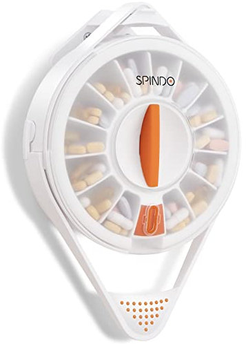 SPINDO Pill Dispenser 7 Day with Child Lock, Fullicon Pill Box Organiser for Daily, Weekly Pill Box with 14 compartments, Easy Fill & Large Capacity Pill Boxes 2 Times a Day with Intuitive Design