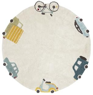 Lorena Canals | Waschbarer Kinderteppich Set - Wheels, Ø 140 cm