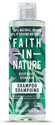 Faith In Nature Natürliches Rosmarin-Shampoo, Ausgleichend, Vegan und Frei von Tierversuchen, Ohne SLS Oder Parabene, Für Normales Bis Fettiges Haar, 400ml