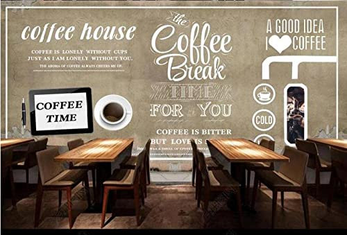 3D Selbstklebende Leinwandtapete Großes Wandbild Fototapete Coffee-Shop-Cartoon-Buchstaben Poster-Tapete, Dekoratives Wandbild, Heimdekoration Für Teenager-Schlafsaal, J 140 (Breite) x 70 (Höhe) cm