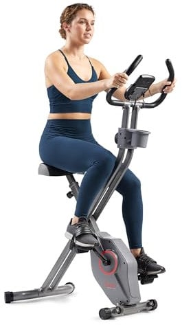 Sunny Health & Fitness Faltbares magnetisches Trainings-X-Bike Pro, digitaler Monitor, Pulssensor, geringe Belastung, magnetischer Widerstand, ergonomische Unterstützung - SF-B223011