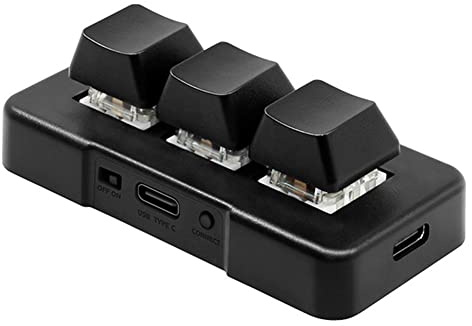 PRIZOM USB Custom Programming Macro Knob Keyboard 3 Keys Copy Paste Mini Button Photoshop Gaming Mechanical Keyboard Black