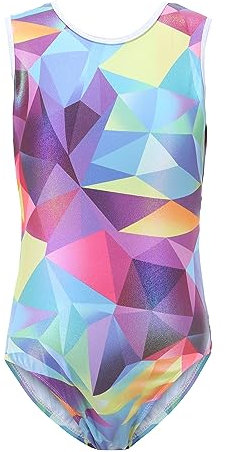 FINGER TEN Gymnastikanzug Mädchen Kurzarm Langarm Kinder Ballettanzug Gymnastik Training Gymnastikbody Trikotanzug Tanz Kleid (Bunt, Tag 6A (5-6 Jahre))