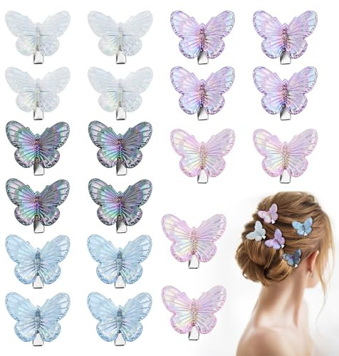 Bekecidi 20 PCS Pince à Cheveux Papillon : Mini Pinces à Cheveux Papillon, Barrettes Pinces à Cheveux Pinces Mini Pinces à Griffe, Accessoires de Cheveux pour Femmes (Rose, Blanc, Violet, Gris, Bleu)