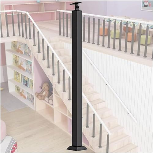 Balustres D'escalier En Métal pour Terrasse,Balustrade,Poteaux D'escalier En Métal Avec Kit D'installation Noir,Colonne De Rampe,Pilier Carré Pour Garde-Corps Intérieur Et Extérieur(Size:75cm/29.5in)