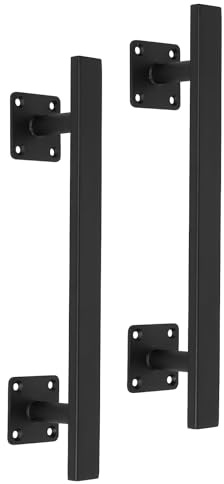 Purife Maniglie e tiranti quadrati in metallo resistente da 30,5 cm, confezione da 2, maniglie per cancelli per recinzioni esterne, capannoni, rustiche, fattoria, garage, porte interne dell'armadio