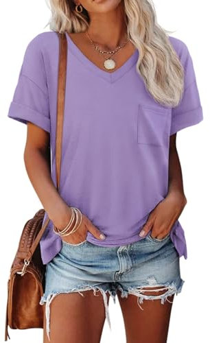 AirMood Maglietta Estiva da Donna, Casual, vestibilità Ampia, Viola, L