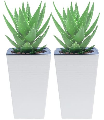 Lot de 2 pots de fleurs hauts à arrosage automatique - Pot de fleurs carré haut avec poignée extérieure - Multifonctionnel - Arrosage automatique - Lot de 2 pots pour orchidées, orchidées, cactus