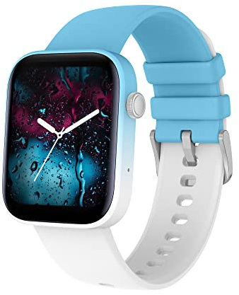 FirYawee Smart Watch (Answer/Make Call) for Women Men Fitness Tracker 1.9 Touch Screen Smartwatch Fitness Watch 108 Sports IP68 Waterproof, Heart Rate/Sleep Monitor (Blue+White)