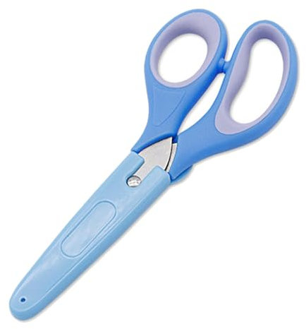 Schulschere – Edelstahlschere für Kleinkinder | Schere mit Schutzhülle | Kinderschere | Schere mit abgerundeter Spitze, Schul-Bastelschere mit Hülle für Schulanfangsbedarf, Blau