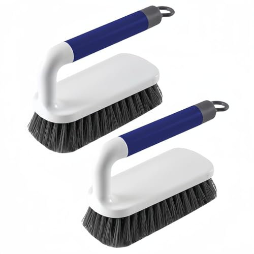 Scheuerbürste, Reinigungsbürsten zum Schrubben, Schrubberbürsten mit Griff, für Dusche, Badezimmer, Teppich, Küche und Badewannenreiniger, 2er Pack(Blau)
