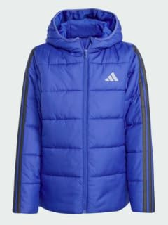 adidas Unisex Kids ESSENTIALS 3 STRIPES PADDED JACKET, semi lucid blue/black, 9-10 Years
