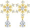 PDTU Schneeflocken Ohrringe Gold, Schneeflocken Ohrringe Weihnachten mit Weißer Zirkonia Geschenke für Damen Mädchen