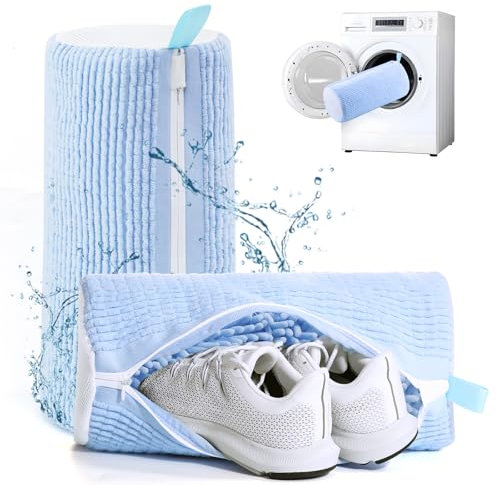 Teletrogy 2 Pezzi Sacchetti per Scarpe Lavanderia, Riutilizzabile E Anti-Deformazione Cerniera Nascosta le Sacca Lavatrice Scarpe, Pulizia Efficiente le Microfibra Borsa per Scarpe Lavatrice, blu