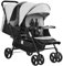 VEVOR Doppelkinderwagen, faltbarer, leichter Zwillingskinderwagen mit Tandemsitz, verstellbarer Rückenlehne/Fußstütze, Rundum-Sicherheitsgurt, Aufbewahrungskorb und Tablett
