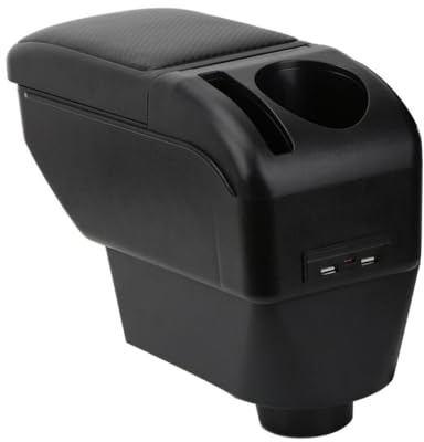 ZENVI Compatible with Seat Ibiza Armlehnen 6j 2008-2017 | Kohlefaser-Stil, Kann als Ellbogenstütze,MittelArmlehnen,Mittelkonsolen Veranstalter Armlehnen,Doppelter Stauraum