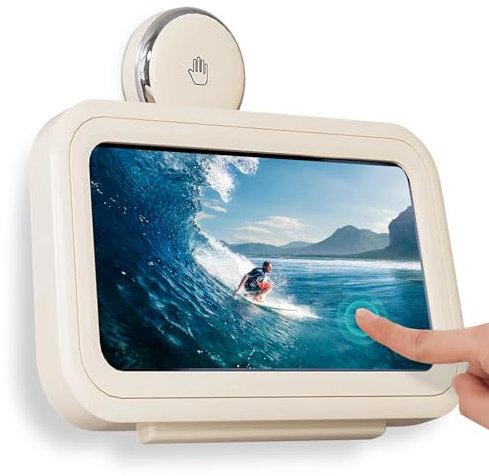 Dayinkes Support de téléphone de douche étanche, rotatif à 480 °, ventouse réglable, support de téléphone de douche, support de téléphone mural anti-buée, support de téléphone pour douche avec écran
