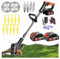 Desbrozadora Batería, Desbrozadora Electrica, Batería 21V, (2 baterías de 4,0 A y Cargador rápido), Podadora Electrica Bateria/Mini Desbrozadora, Corte de 40 Minutos, Carga