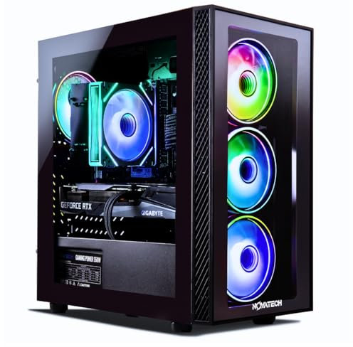 NOVATECH Phantom - Prebuilt Gaming PC Desktop Computer - RTX 3050 - Intel i7 Xeon 3.5GHz - 16GB RAM - 512GB M.2 SSD WiFi/BT, Win 11 Pro - Gaming Computer Tower, Pre Built PC Gaming - 1 Year Warranty