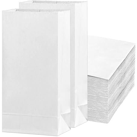 Parthan 50 Stück Papiertüten klein Weiß ohne Henkel – 9x17cm Kleine Blockbodenbeutel Weiß aus Kraftpapier ideal als Brottüten oder Butterpapier Tüten, Weiße Papiertüten für DIY, Plätzchentüten Papier