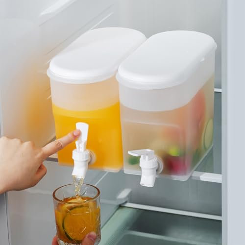 3.5L Drinks Dispenser, Fruit Infusing Water Dispenser Container with Tap Juice Dispenser Jug with Lid Water jugs for Fridge Cold Drink Juice Beverage Dispenser Jug for Party Drink(2pcs)