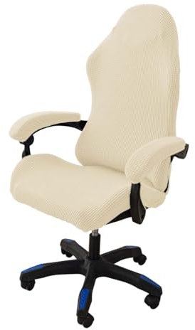 tintoke 4Stk Gaming Stuhl Bezug Waschbar,Waschbar Gaming Stuhl Bezug,Gaming Stuhlhussen,GamingStuhlbezüge Anti-Rutsch,Mit Reißverschluss, passend für Gamingstuhl, Computerstuhl, Drehstuhl (Beige Weiß)