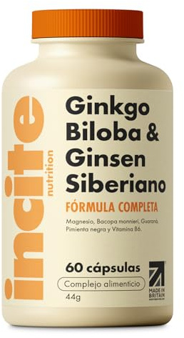 Ginkgo Biloba + Sibirischer Ginseng Komplex 9200 mg. 60 Ginkgo Biloba Kapseln. Hochdosiert für Kognitive Unterstützung, Energie-Boost & Bessere Konzentration. Nootropikum & Adaptogen. Vegan
