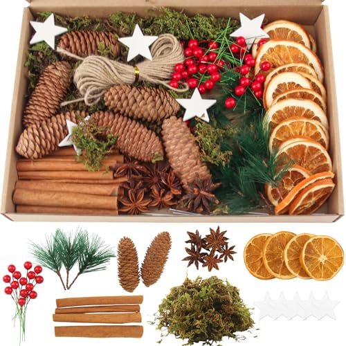 SJUNJIE 119 Weihnachtskranz Deko Adventskranz Zubehör Adventkranzdeko | Getrocknete Orangenscheiben Adventskranz Deko Zubehör für Adventskranz Weihnachtskranz DIY Dekoration
