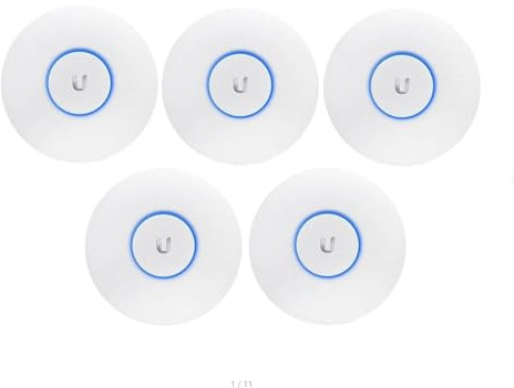 Ubiquiti - Pack de 5 U6+ Puntos de Acceso WiFi 6, 1500 ft² Cubierta, 300+ Usuarios, PoE, MIMO 2x2, Velocidad 573.5/2402 Mbps, Montaje en Techo, Color Blanco