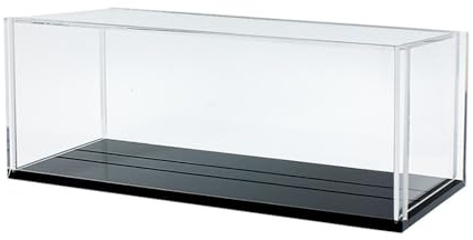 SAFE Lok-Vitrine Typ B für H0-Loks bis 290 mm, Acryl | Glasklare Modellbahn-Vitrine mit Hochglanzboden, eingefräster Spur und Schiebetüren an beiden Stirnseiten