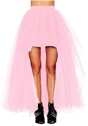 Disfraces de carnaval para mujer, falda de tul, falda de tul de cintura alta, falda de baile, irregular, falda de tul, falda de ballet, tutú, falda midi asimétrica en A, falda de carnaval, O rosa., M