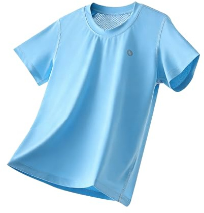 InfiniZer Kids Rash Vest Boys Girls Swim Top UPF 50+ UV Sun Protection Short Sleeve Quick Dry Breathable Rash Guard Shirt for 8-12 Years