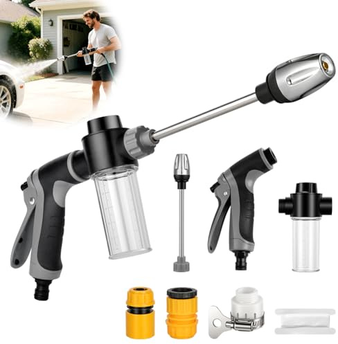 NUTKIT Turbo Washer for Garden Hose, Garden Hose Spray Gun with Universal Connectors, Power High Pressure Cleaner Kit for Plants Watering, Cleaning, Car Washing and Pets Showering