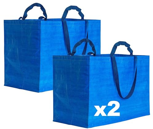 Artexia Sac de courses robuste – Maxi-shopper en polypropylène recyclé laminé avec soufflet et doubles poignées, bleu roi, 57x40x30cm