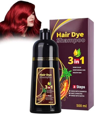 Oppingster 500 ml champú tinte para el cabello de color rojo vino oscuro natural, champú tinte para un resultado natural, color duradero Shampoo