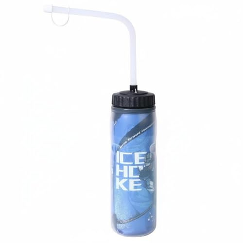 Qianly Gourde Sportive Haute Intensité 600ml, Bouteille Eau Sportive Bleue, Bidon Vélo Pression Une Main, Réservoir Eau Étanche Robust, pour Hockey, Cyclisme et Salle Sport, Longue Paille
