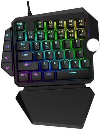CHICAMPERA One-handed Mechanical Keyboard with Rgb Backlit, Ergonomic Design and Abs Material, Compatible with Mainstream Simulators and Enhancing Game Atmosphere, for Gaming on PC