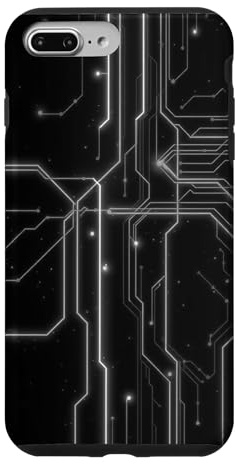 White Circuit Motherboard Gamer Tech Graphic Aesthetic Case for iPhone 7 Plus/8 Plus
