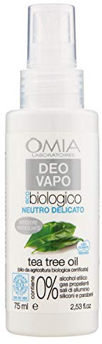 Omia - Bio-Vapo Eco mit Teebaumöl, erfrischendes und geruchshemmendes Deodorant, ohne Aluminiumsalze und Gas, Frische für 24 Stunden, Deodorant für Damen und Herren, dermatologisch getestet - 75 ml