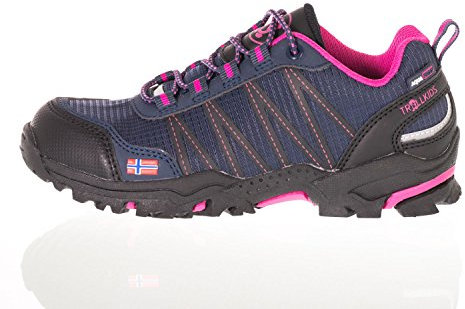 Trollkids Kinder Trolltunga wasserdichte Wanderschuh niedrig, Marineblau/Magenta, Größe 35