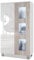 Vladon Vitrine Denjo, Made in Germany, Standvitrine mit 2 Türen und 3 Glaseinsätzen, Weiß matt/Weiß Hochglanz/Eiche Nordic inkl. LED-Beleuchtung (71 x 129 x 35 cm)