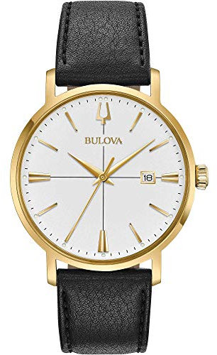 Bulova Herren Analog Quarz Uhr mit Leder Armband 97B172