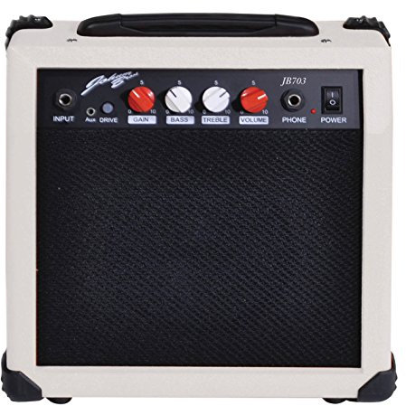 Johnny Brook 20W Portable Guitar Amplifier for Electric and Electro Acoustic Guitars (White)