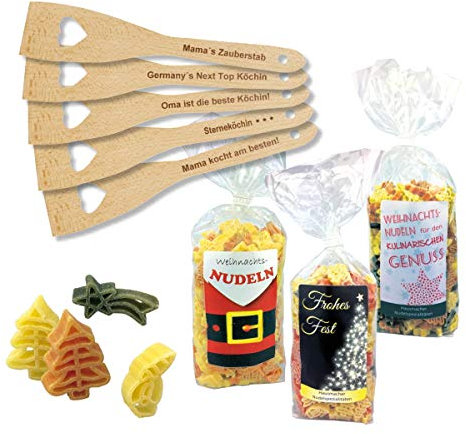 Weihnachten/Geschenk/Frauen/Nudeln/Pfannenwender/Kochen/Nikolaus, Packungsmotiv:Nikolaus, Spruch Pfannenwender:Sterneköchin *****