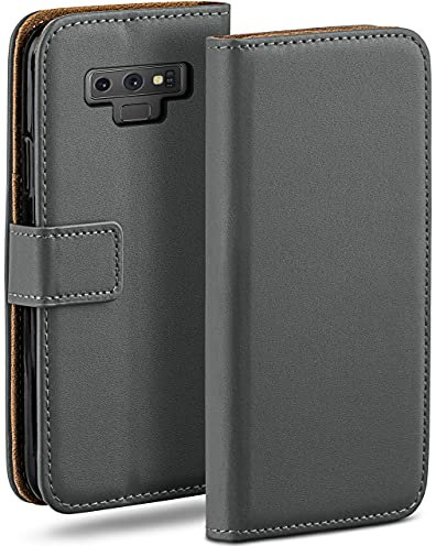 moex Book Case für Samsung Galaxy Note 9 Handyhülle mit Kartenfach, Hülle klappbar 360 Grad Schutzhülle, Klapphülle Flip Case Cover, PU Leder Handytasche Lederhülle, Dunkelgrau