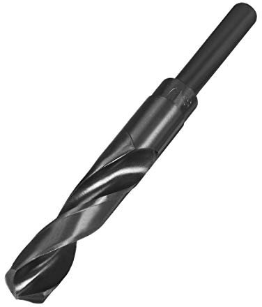 sourcing map Foret Hélicoïdal Mèche à Queue Réduite Tige 17 mm Mèche en Acier Haute Vitesse HSS 9341 Oxyde Noir avec Tige Droite de 1/2 pouce